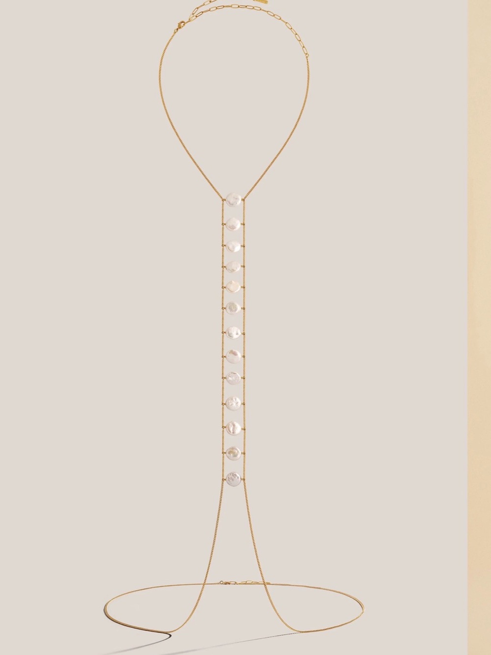 Gold Pearl Drop Body Necklace